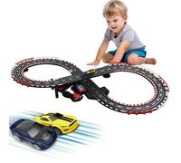 Circuit Voiture Électrique Grand Format Double Piste - Kit Deux Joueurs Avec Télécommande, Longue Piste Auto Pour Enfant 4-12 Ans