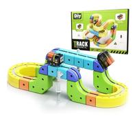 Circuit Voiture Enfant 3 Ans Magnétique 62PCS Piste Anti-Gravité 3D Clips Train Rotatif 360° Construction Éducatif Cadeau