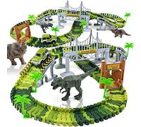 Circuit Voiture Enfant Dinosaure Flexible Tracks Car Jouet De Piste 142Pièces Cadeau Garcon, Train Electrique Educatif Jouet Fille 3 4 5 6 Ans