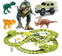 Circuit Voiture Enfant Dinosaure Jouet - SPRINGOS - 240 Pièces - Piste De Course Flexible - Cadeau Coffret