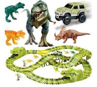 Circuit Voiture Enfant Dinosaure Jouet - Springos - 240 Pièces - Piste De Course Flexible - Cadeau Coffret