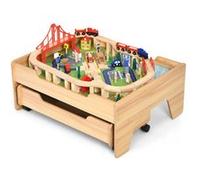 circuit voiture enfant giantex 100 pcs avec table d'activités, tiroir à roulettes verrouillables jouet educative pour 3 ans + G