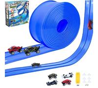 Circuit Voiture Enfant|Jouet Enfant 3 4 5 6 Ans| Circuit De Course Flexible Souple Voiture avec Petites Voitures |Voitures électriques| Circuits Et Accessoires (Bleu)