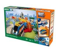 Brio Circuit de train en bois 33972 Voyageur Smart Tech Sound - Coffret 37 pièces, train électrique