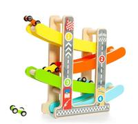 Circuits en bois avec rampes Molto - Jouet en bois - MOLTO - Mixte - 18 mois - 4 voitures incluses