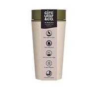 Circular and Co Tasse à café réutilisable anti-fuite 340ml - La première tasse de voyage du monde fabriquée à partir de tasses à café recyclées, 100% étanche, durable et isolée, vert-crème