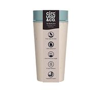 Circular and Co Tasse à café réutilisable étanche de 340 ml - La première tasse de voyage au monde fabriquée à partir de tasses à café recyclées, 100% étanche, durable et isolée (crème et bleu loint)