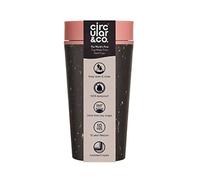 Circular and Co Tasse à café réutilisable étanche de 340 ml - La première tasse de voyage au monde fabriquée à partir de tasses à café recyclées, 100% étanche, durable et isolée (noir et rose rire)