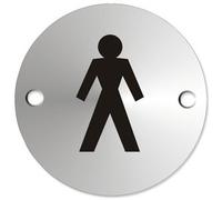 Circular Convex Gents Logo Sign Satin Anodised Aluminium 72Mm Diameter