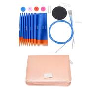 Circular Knitting Needle and Cable Set Blue Gold Color Double Head Interchangeable Needles for Home Use 3.0-6.5mm