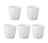 Circulation de l'air et gestion de l'eau combinées dans un lot de cinq pots de fleurs essentiels en plastique pour plantes d'intérieur (blanc)