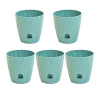 Circulation de l'air et gestion de l'eau combinées dans un lot de cinq pots de fleurs essentiels en plastique pour plantes d'intérieur (bleu lac)