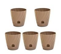 Circulation de l'air et gestion de l'eau combinées dans un lot de cinq pots de fleurs essentiels en plastique pour plantes d'intérieur (marron clair)