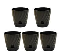Circulation de l'air et gestion de l'eau combinées dans un lot de cinq pots de fleurs essentiels en plastique pour plantes d'intérieur (noir la nuit)