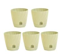 Circulation de l'air et gestion de l'eau combinées dans un lot de cinq pots de fleurs essentiels en plastique pour plantes d'intérieur (herbe verte)