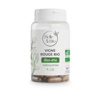 CIRCULATION & JAMBES LOURDES - Vigne Rouge certifiée Bio 120 gélules - Active la circulation - Fabriqué en France