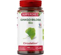 Superdiet - Complément alimentaire Ginkgo Biloba Bio - Circulation & Mémoire - 80 comprimés