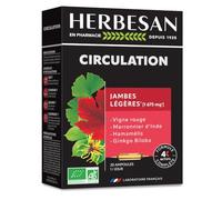 Circulation sanguine bio, Jambes légères - Bio - Ampoules | Cure de 20 ampoules de 10ml -Vigne Rouge, Ginkgo Biloba, Hamamélis, Marronnier d'Inde-Vegan- Fabrication française- Herbesan