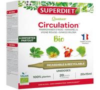 Super Diet Quatuor Circulation Bio - Marronnier, Hamamélis, Vigne rouge, Ginkgo - 20 unidoses x15ml