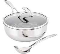 Circulon SteelShield 30017 Série C Poêle de chef antiadhésive en acier inoxydable avec couvercle et ustensiles de cuisine Argenté