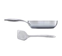 Circulon SteelShield Poêle à frire en acier inoxydable de 24 cm avec spatule fendue - Poêle à frire à induction avec antiadhésif hybride, passe aux ustensiles en métal, passe au four et au