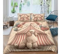 Circus chien Linge de Lit résistante 3 Pièces 3D Effet Léger Vintage illustration style Ensemble De Literie avec Taie d'oreiller Facile d'entretien for Chambre à Coucher Super king（260x220cm）
