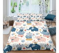 Circus elephants Ensemble De Literie Microfibre 3 Pièces 3D Imprimée Respirante Cartoon playful style Housse de Couette avec Fermeture Éclair Ultra Douce for Chambre de garçons King（220x240cm）