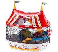 Circus Fun Cage À 3 Étages Plastique Robuste Et Métal,Ashésifs Colorés Et Accessoires Inclus Pour Hamsters,Souris Et Petits Rongeurs 49,5 X 34 X 42,5 Noir