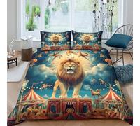 Circus Lion Performance Parure de Lit Hypoallergique 3 pièces 3D Imprimée Résistante Fantaisie Circus Ensemble De Literie avec 2 Taies d'oreiller Léger for Couple Amoureux Super King（260x220cm）