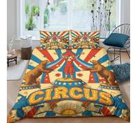 Circus performer Ensemble De Literie Hypoallergique 3 pièces 3D Imprimée Résistante Vintage poster style Parure de Lit avec 2 Taies d'oreiller Léger for Chambre de adolescents Super king（260x220cm）