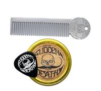 Cire à moustache | Forte tenue Sudden Death 28,3 g et platine Death Grip moustache et peigne à barbe pour homme | Kit combo de toilettage pour homme sur guidon Chevron anglais Dali Moustache et barbe