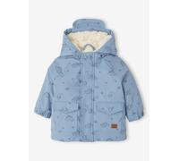 Ciré bébé à capuche doublé en sherpa bleu grisé 12M(74CM)