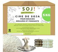 Cire de soja pour bougie moulée et fondant en pastille, Cire pour bougies sans OGM, 100% Naturelle et vegan, fabrication de bougies végétales, conditionnée en France (5KG)