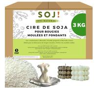 Cire de soja pour bougie moulée et fondant en pastille, Cire pour bougies sans OGM, 100% Naturelle et vegan, 3KG