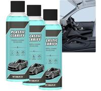 Cire et nettoyant pour plastiques automobiles pour l'extérieur et l'intérieur, cire en spray sans eau, nettoyant pour cuir, restaurateur et nettoyant pour garnitures en plastique noir (3pcs)