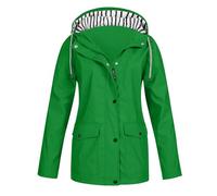 Ciré Femme Imperméable Lestée Automne Waterproof Poncho Pluie D'Intérieur Manteau Hiver Mi Saison Vetement Veste Travail Haut Grande Taille Veste Legere Femme Vert L