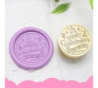 Cire Timbres en Cuivre, 2,5 cm Série Joyeux Anniversaire Seal Cire Timbres Cuivre Laiton Sceau Tampon Tête pour Enveloppes Fête d'anniversaire Invitations Emballage Cadeau Style 11