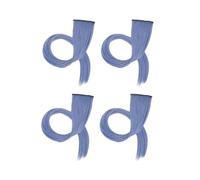 Cirraorive 4 Pièces Extension de Cheveux Colorée Pince Clip En Accessoire Long Lisse Perücke pour Femme Fil Haute Température Pratique Adapté à Fête Déguisement, Bleu clair