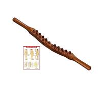 Cirraorive Tige de Massage Gua Bois avec Affiche et Tableau Des Points D'acupuncture, Longueur 58 Cm (22,83 Pouces), Double Rangée Professionnelle de, carbonisé