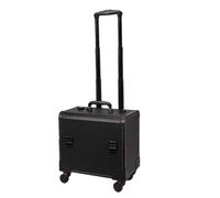Cirraorive Valise Cosmétique Professionnelle Coffret Mallette Trolley de Rangement avec Compartimentation Organisée Coque Dure Rectangulaire Poignée Télescopique, Black Leather