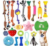 Cirulli 20 Pièces Jouet pour Chien à Mâcher - Corde et Balle Interactives en Coton Sûr et Non Toxique - Nettoyage des Dents pour Chiot, Petits, Moyens et Gros Chiens