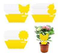 CIRULLI 60pcs Pièges à Insectes,Insert Fly Trap Jaune Protection Végétale Autocollante,Anti Moucherons Interieur, Attrape Mouche pour Cuisine Jardin
