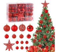CIRULLI Lot de 101 Boules de Noël de qualité supérieure dorées - Boules de Noël en Plastique diamètreØ 3, 4 et 6 cm - Décorations de Sapin de Noël festives - Robustes et incassables