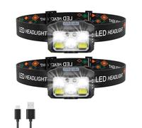 CIRULLI Lot de 2 Lampe frontale,Lampe frontale rechargeable avec 6 Modes D'éclairage,étanches,Angle Réglable, Frontale à LED à Induction pour le Jogging, la Randonnée, le Camping, le vélo