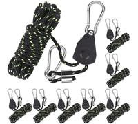 Cirulli Lot de 8 Cordes de Tension réfléchissantes avec mousquetons,Jeu de cliquets de Corde de1/8pouces,Corde a cliquet réglable pour auvents et tentes,Plantes d'intérieur,Corde à Linge,Noir élingue