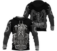 CIRVME Sweat à sweat à sweat-shirt d'impression 3D à imprimé 3D Viking Odin Thor
