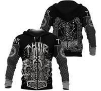 CIRVME Sweat à sweat à sweat-shirt d'impression 3D à imprimé 3D Viking Odin Thor