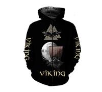 CIRVME Viking Hoody à nouveauté pour hommes, imprimé 3D avec de grandes poches Sweatshirt Fall Harajuku avec de grandes poches à manches longues