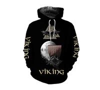 CIRVME Viking Hoody à nouveauté pour hommes, imprimé 3D avec de grandes poches Sweatshirt Fall Harajuku avec de grandes poches à manches longues