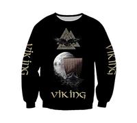 CIRVME Viking Hoody à nouveauté pour hommes, imprimé 3D avec de grandes poches Sweatshirt Fall Harajuku avec de grandes poches à manches longues